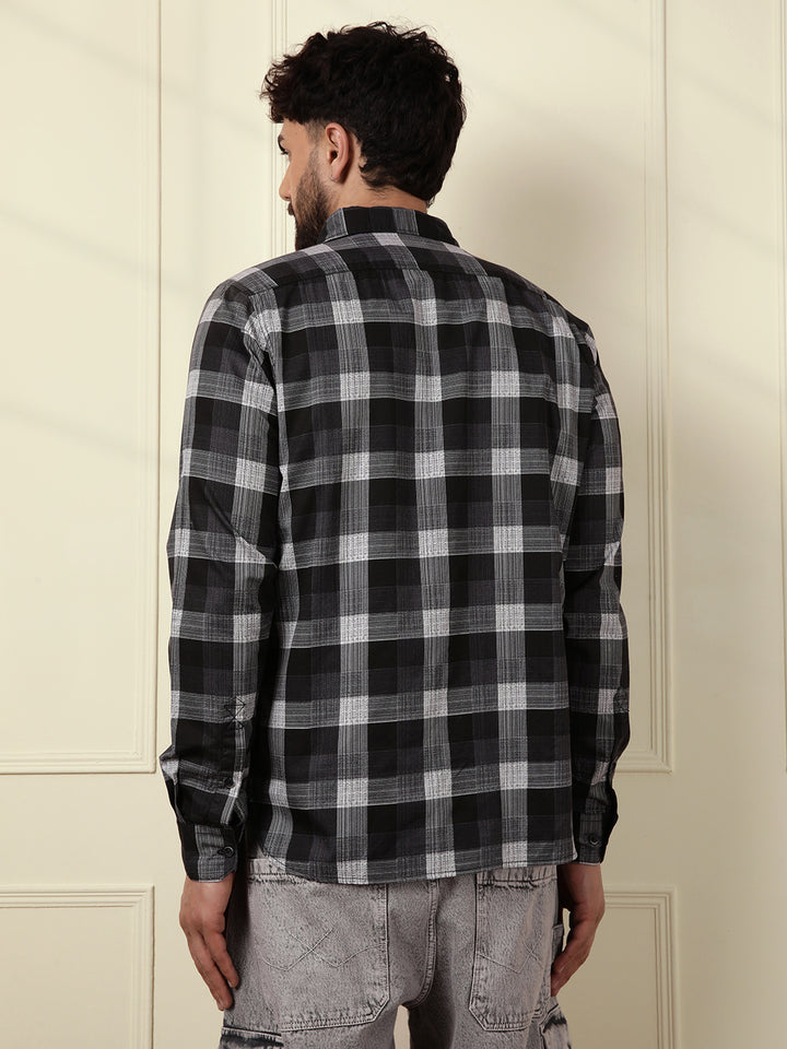 Premium Long Sleeve Checked Black Shirt