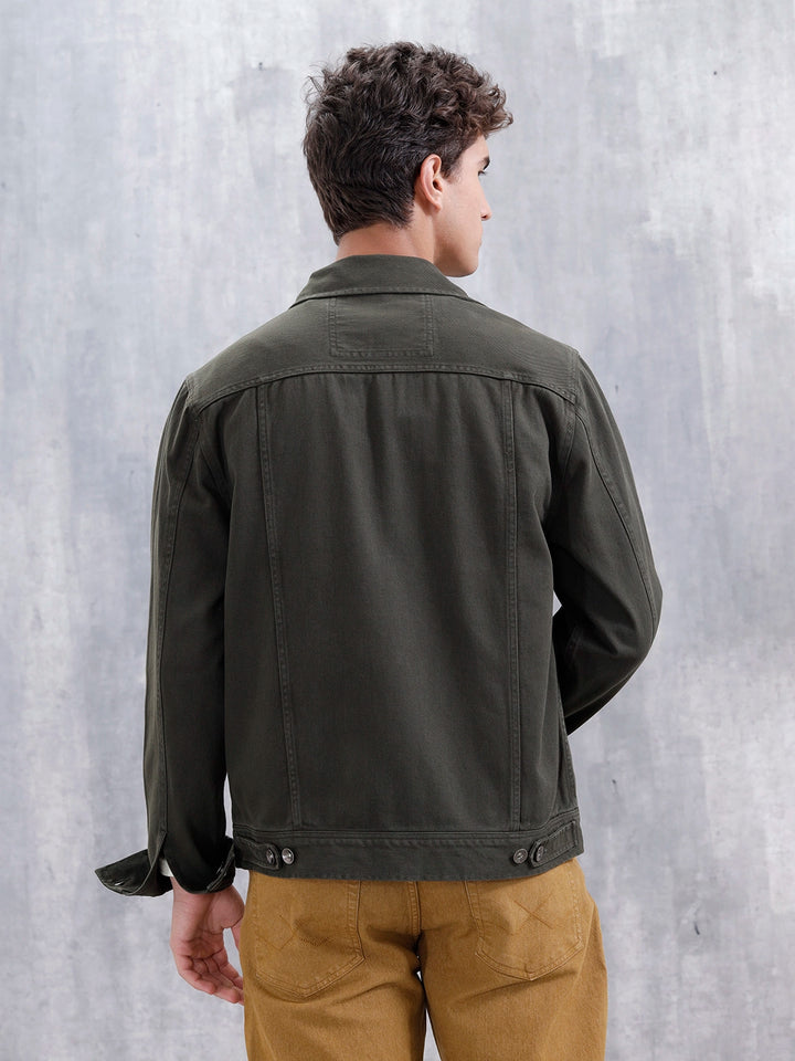 Men Denim Trucker | Olive