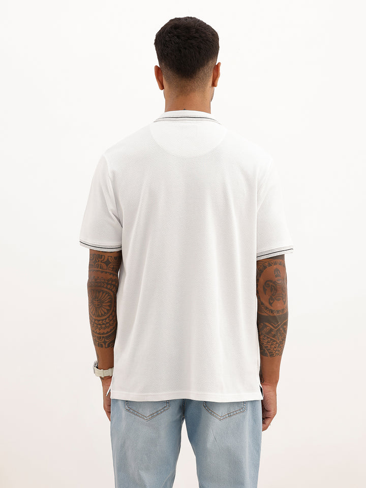 Solid Tipping Collar Polo T-Shirt | White