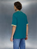 Men’s Retro Script print Zip Polo | Dark Teal