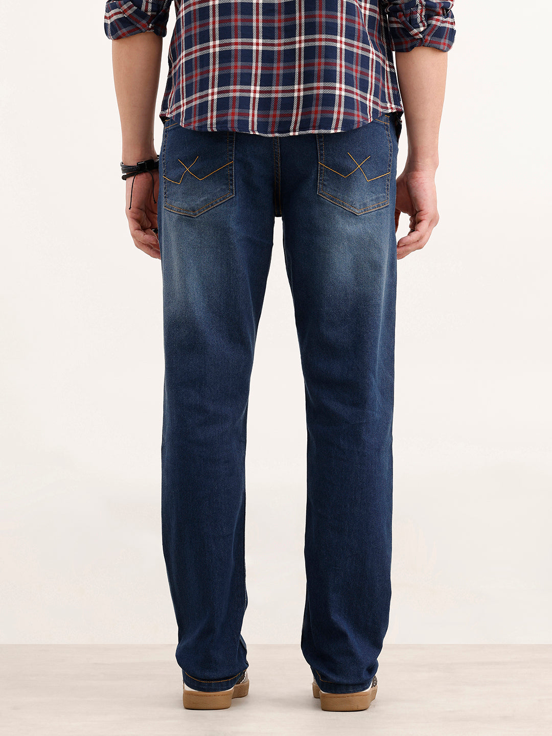 Faded Straight Fit Denim Jeans  | Blue