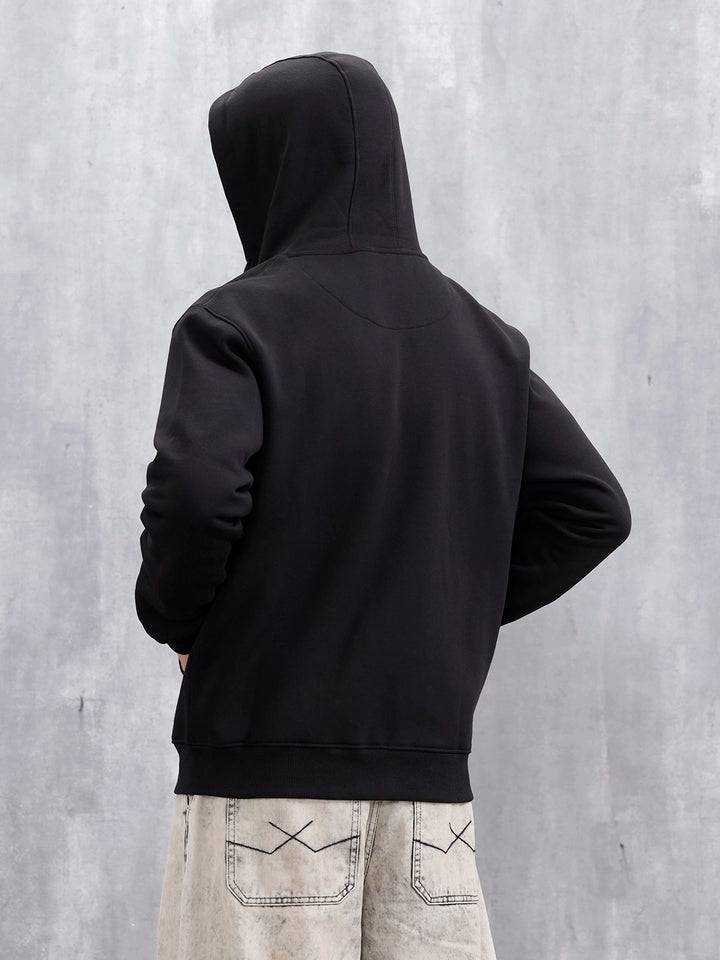 Men's Solid Zip-Up Hoodie Sweatshirt  | Black