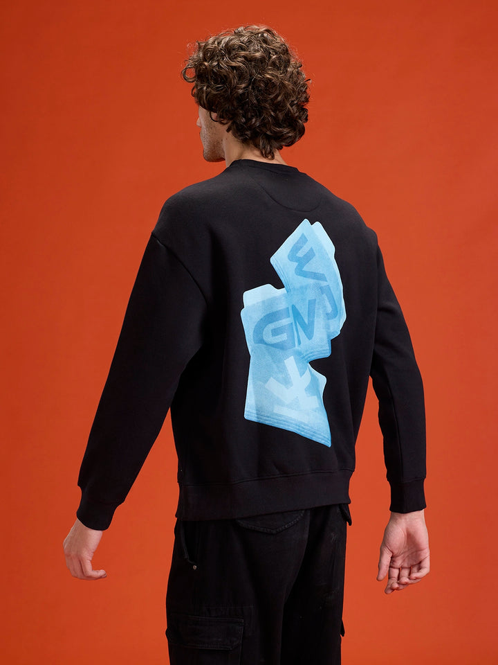 Casual Oversized Sweatshirt With Statement Graphic | Black
