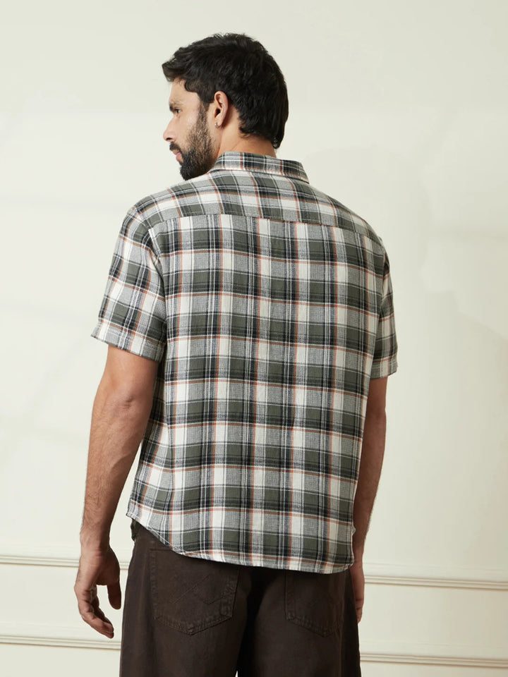Checkered Open Dobby Shirt | Green