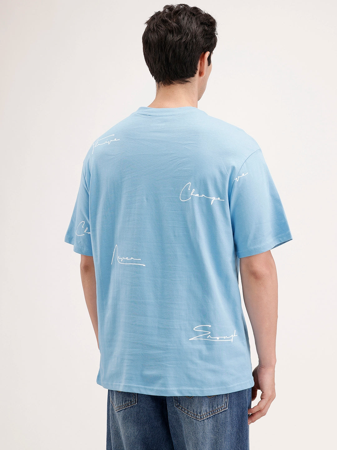 Oversized Placement Printed T-Shirt | Blue