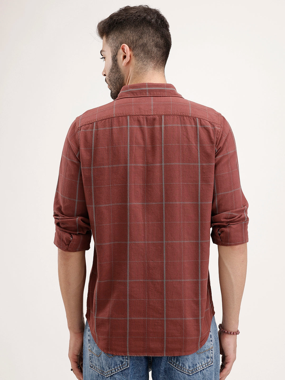 Regular Fit Checkered Shirt | Brown