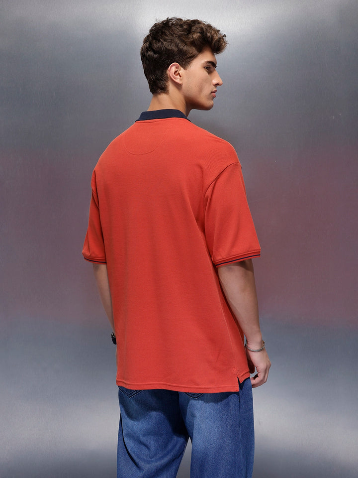 Classic Oversized Polo T-Shirt  | Rust