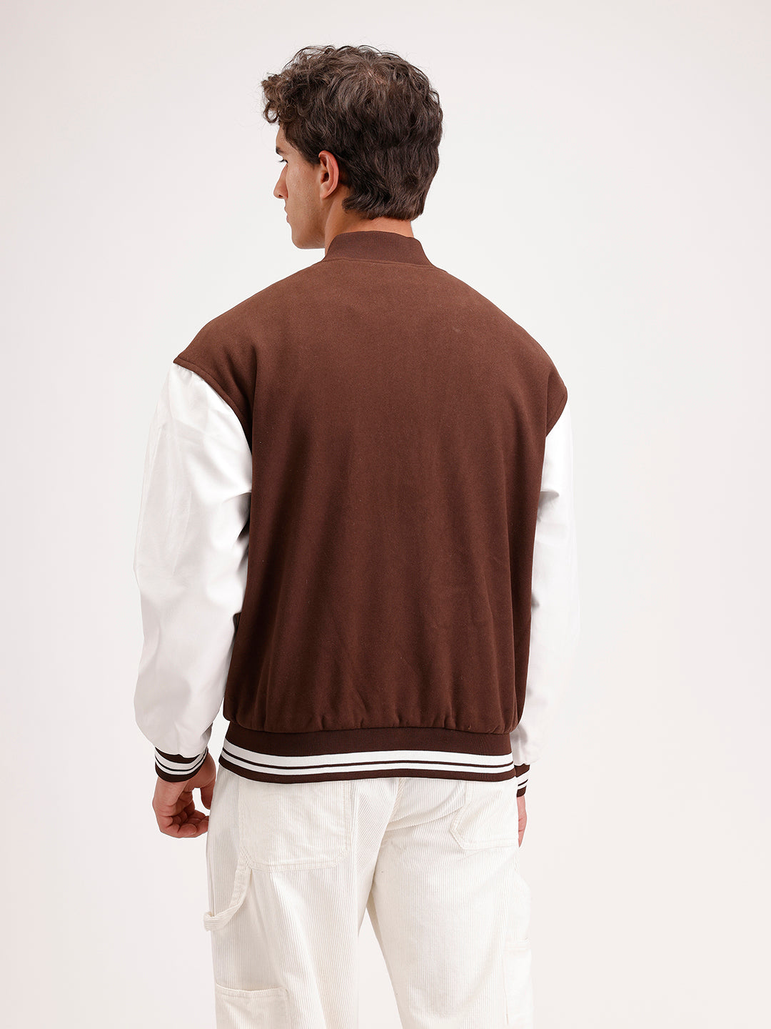 Oversized Embroidered Bomber Jacket  | Brown