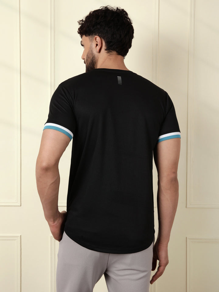 Premium Black Contrast Sleeve T-Shirt