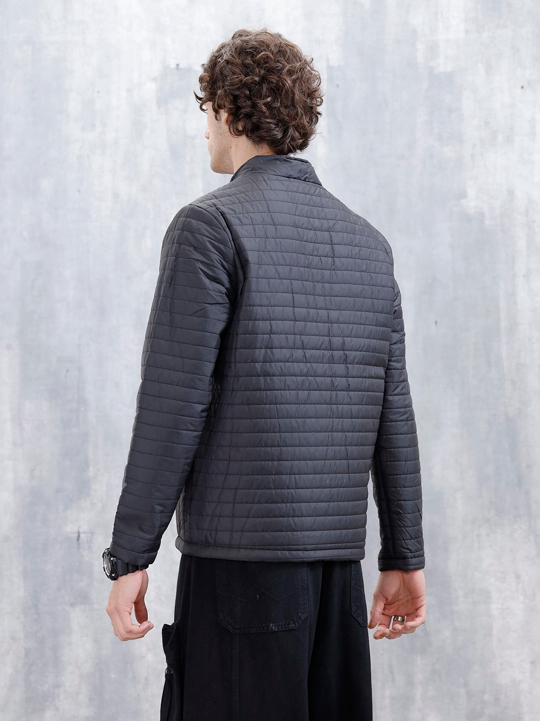 Men's Casual Regualr Fit Puffer Jacket | Black