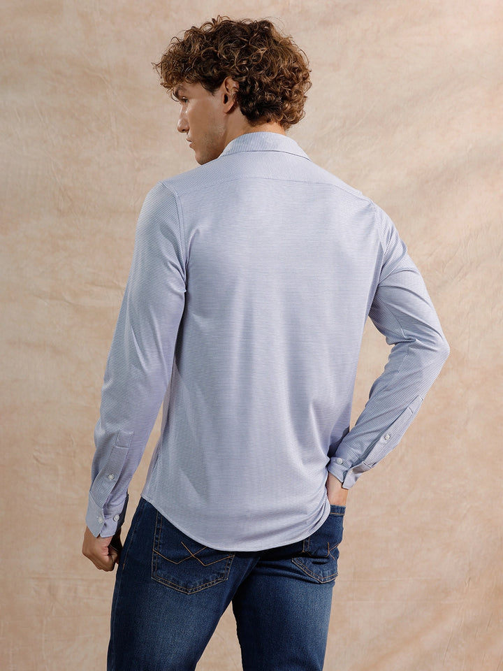 Solid Stretch Slim Fit Shirt | Blue