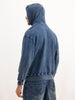 Washed Oversized Placement Printed Hooded Sweatshirt | Blue
