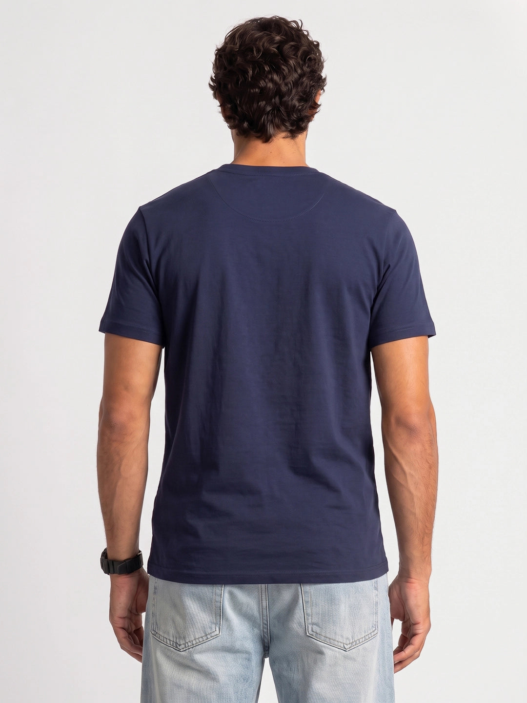 Slim Fit Placement Printed T-Shirt | Navy Blue