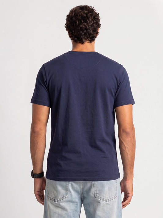 Slim Fit Placement Printed T-Shirt | Navy Blue