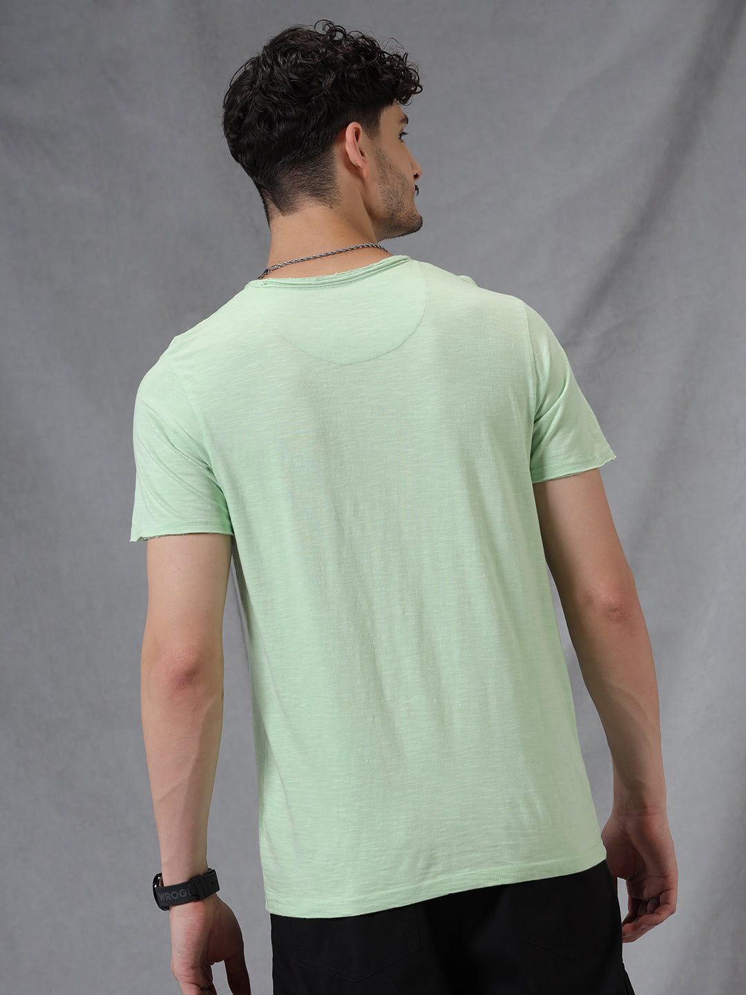 Solid Green Crew Neck T-Shirt