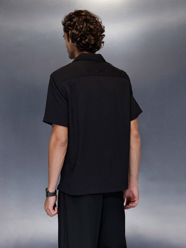Men’s black casual camp collar shirt | Black