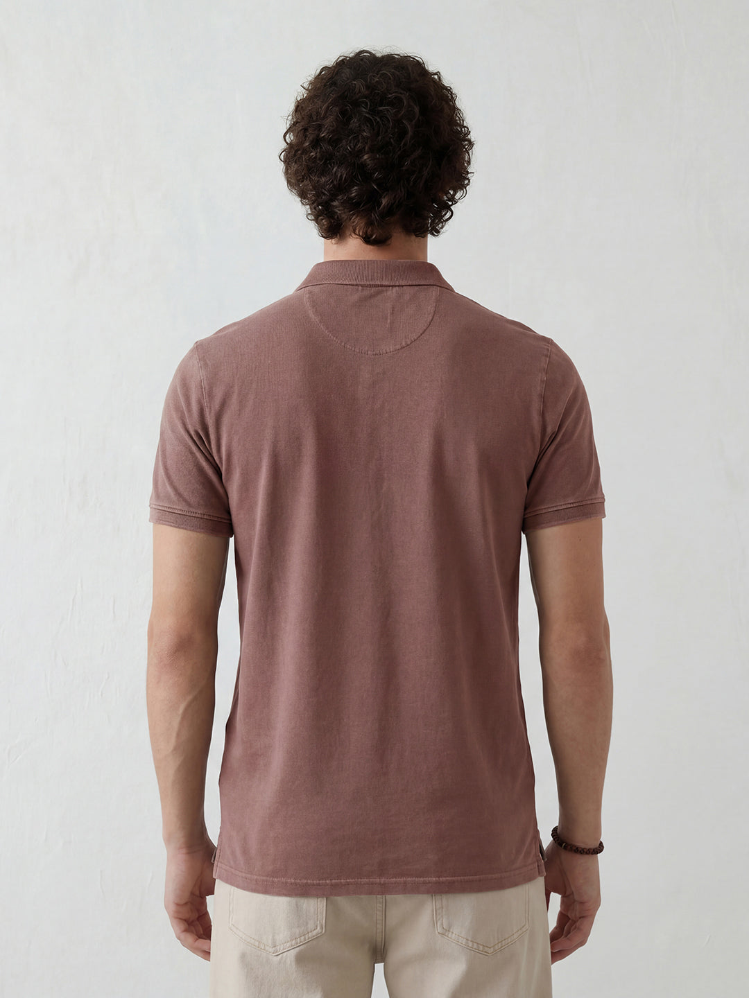 Men's washed slim fit polo tee | Rust