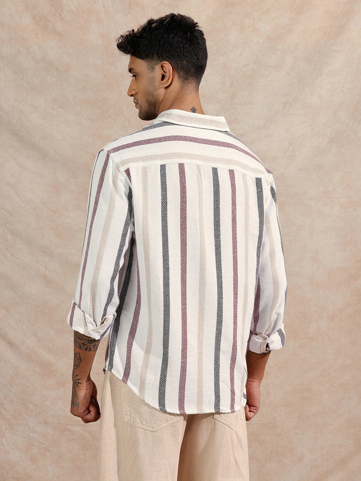 Open Dobby Striper Shirt | Off White