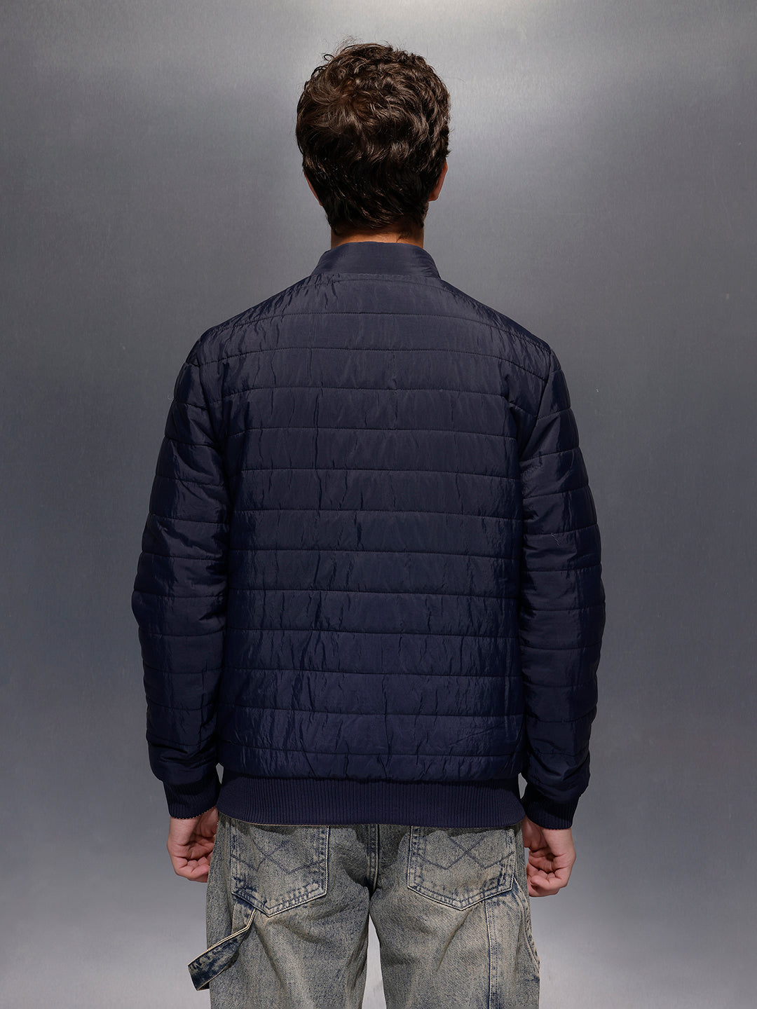 Men's Slim Fit Zip-up Nylon Jacket with Bottom Rib  |  Olive