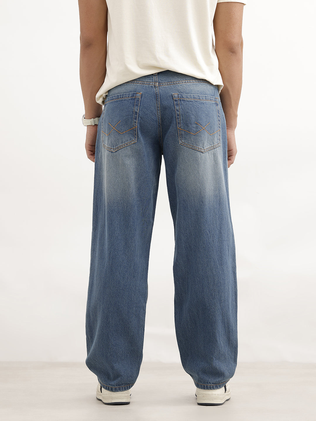 Loose Fit Faded Denim Jeans | Light Blue
