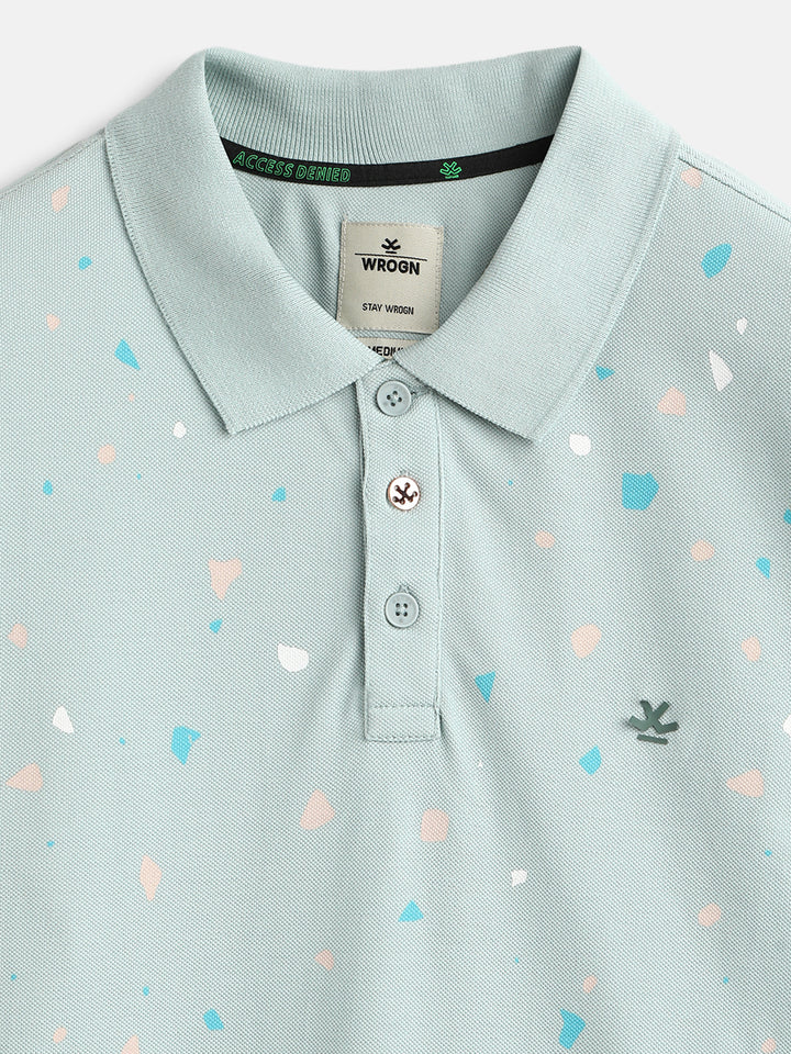 Printed Slim Fit Polo T-Shirt | Olive