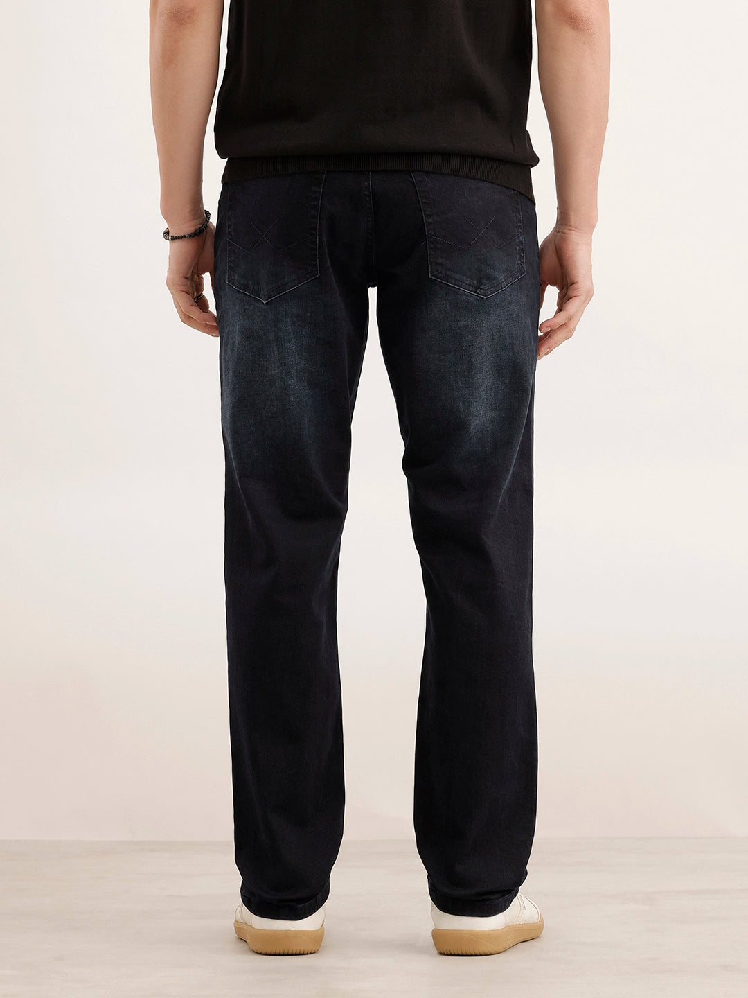 Faded Straight Fit Denim Jeans | Blue