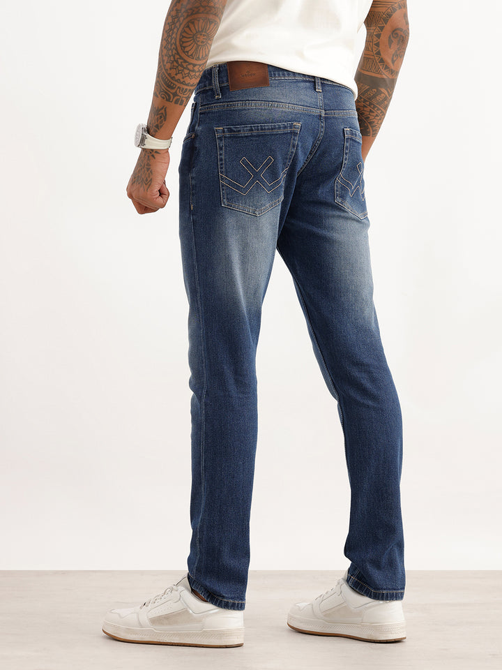 Washed Slim Fit Denim Jeans | Light Blue