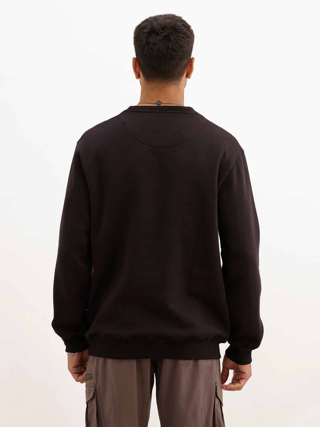 Comfort Fit Placement Printed Sweatshirt | Black