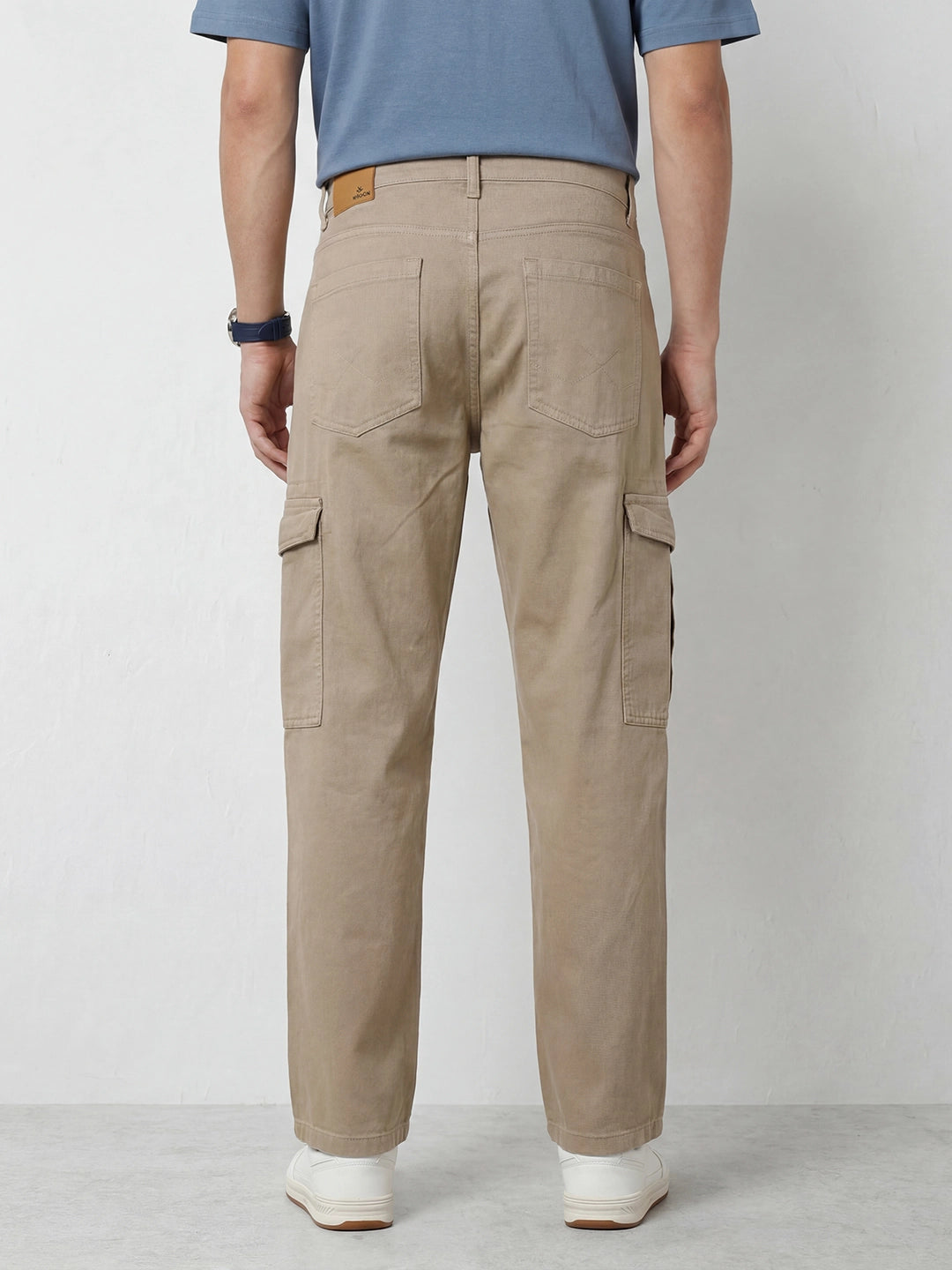 Loose Fit Denim Cargos | Khaki