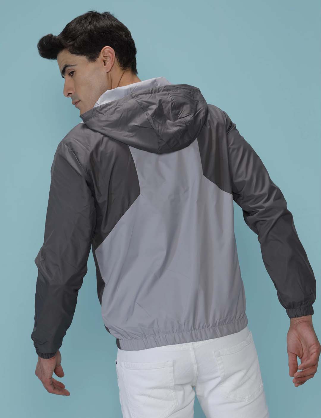 Solid Grey Hooded Active Jacket