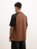 Placement Printed Raglan Collar T-Shirt | Brown