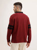 Oversized Contrast Collar Polo T-Shirt | Maroon
