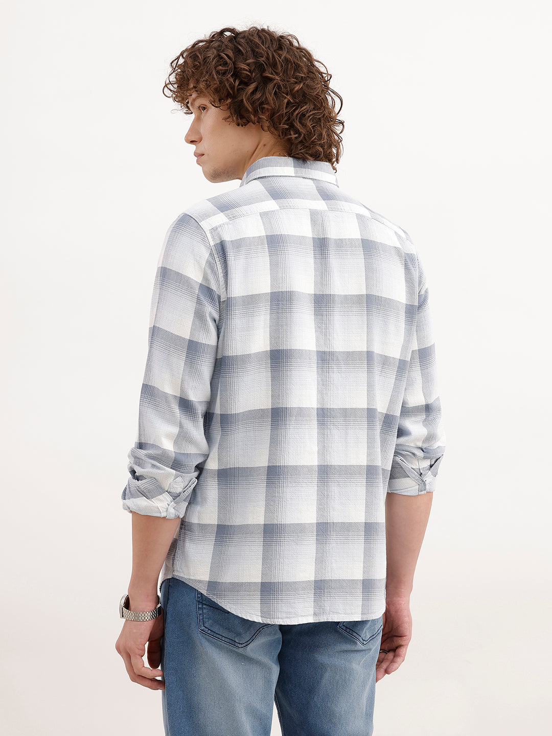 Regular Fit Checkered Shirt | Grey