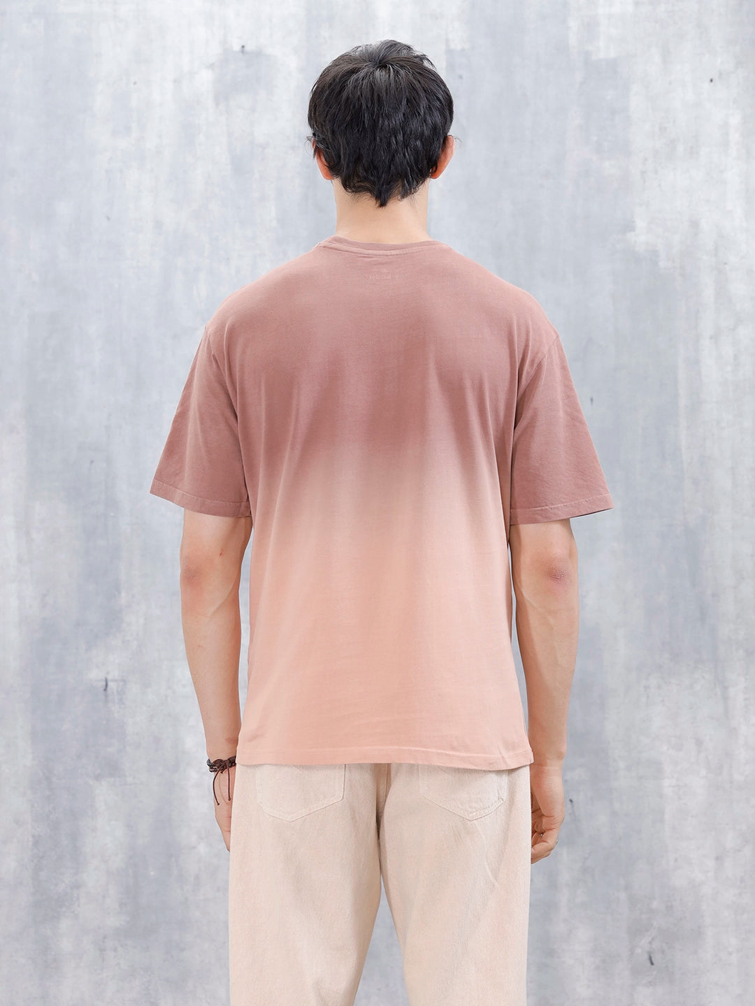 Ombre Dye Oversized Fit T-Shirt For Men | Brown