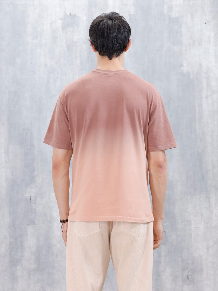 Ombre Dye Oversized Fit T-Shirt For Men | Brown