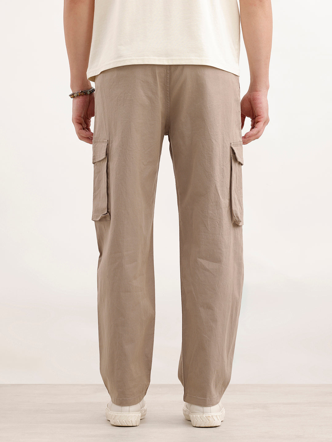 Loose Fit Cotton Blend Trouser  | Beige