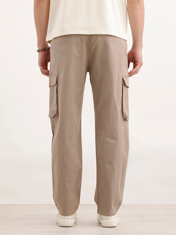 Loose Fit Cotton Blend Trouser  | Beige