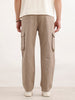 Loose Fit Cotton Blend Trouser  | Beige