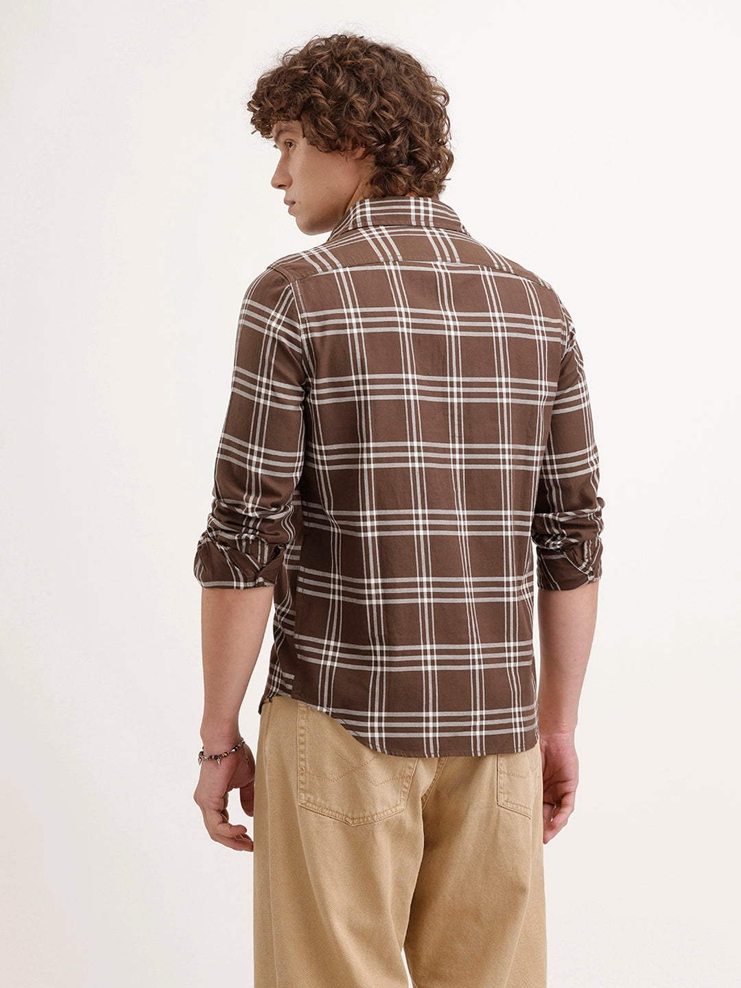 Regular Fit Checkered Shirt | Brown