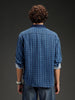 Men's casual oversized fit checkered pattern shirt | Navy Blue