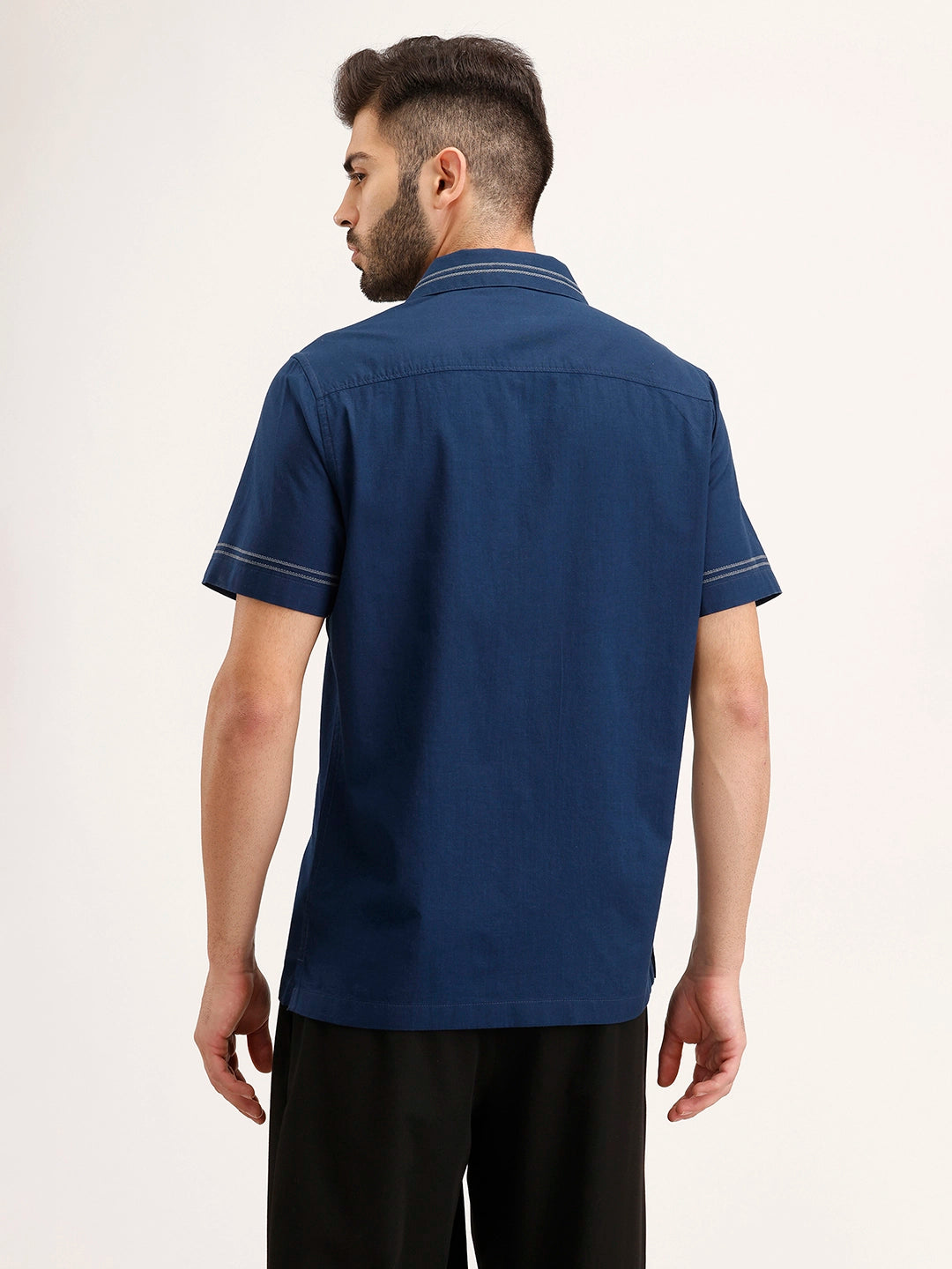 Slim Fit Resort Collar Shirt | Dark Blue