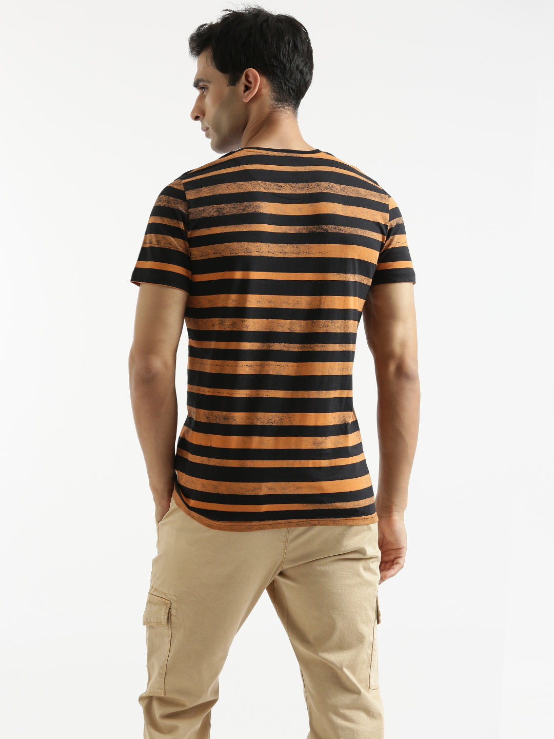 Abstract Striped Brown T-Shirt