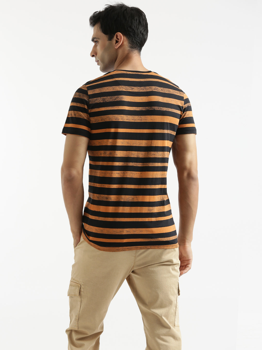 Abstract Striped Orange T-Shirt