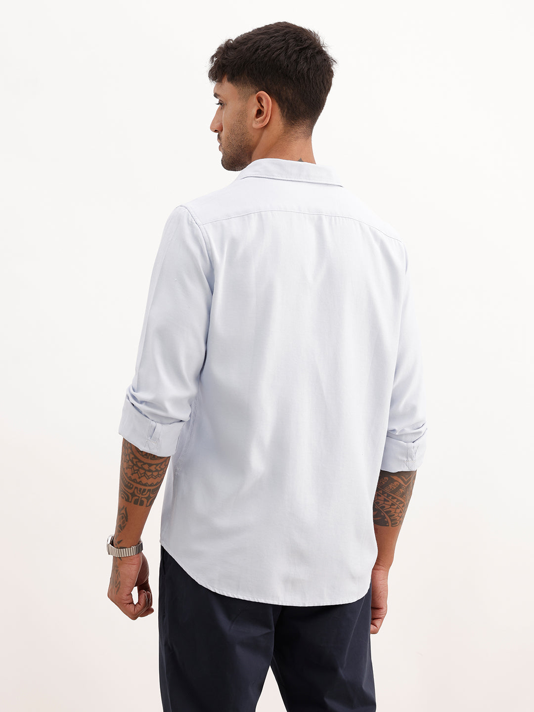 Regular Fit Solid Full Sleeve Shirt | Navy Blue | WWSH0863MAZ