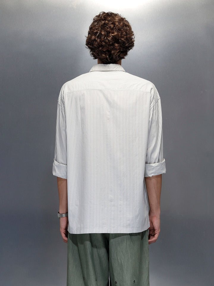 men's casual regualr fit placement print shirt | Green