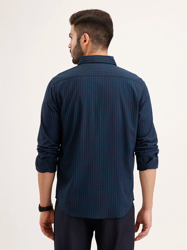 Slim Fit Textured Shirt | Blue