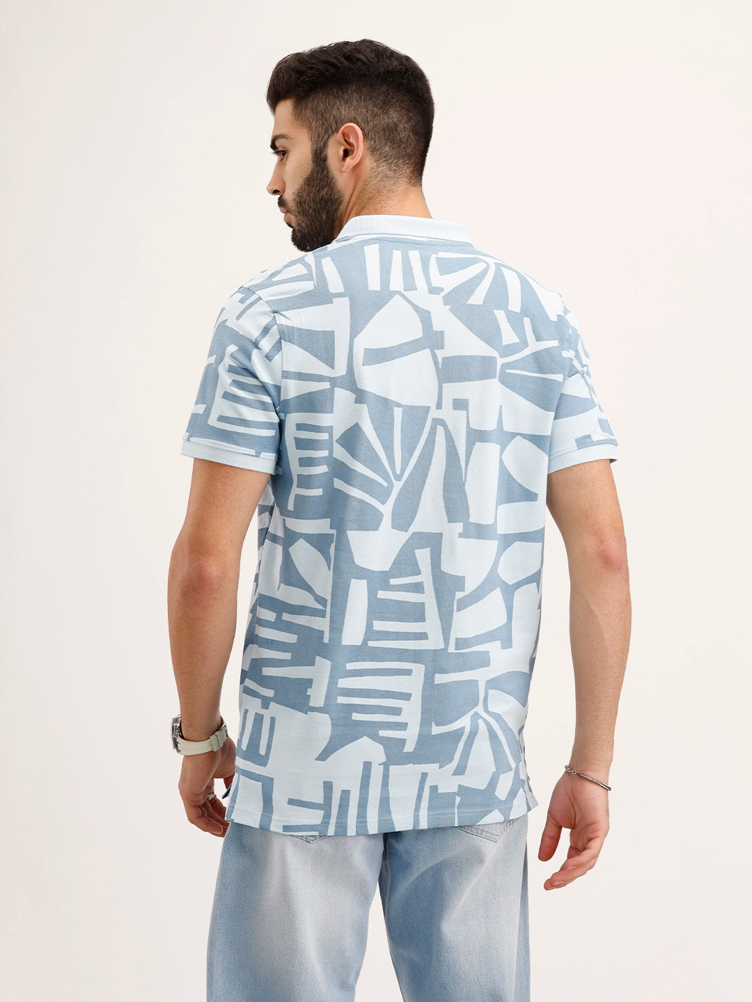 Slim Fit AOP Polo T-Shirt | Blue