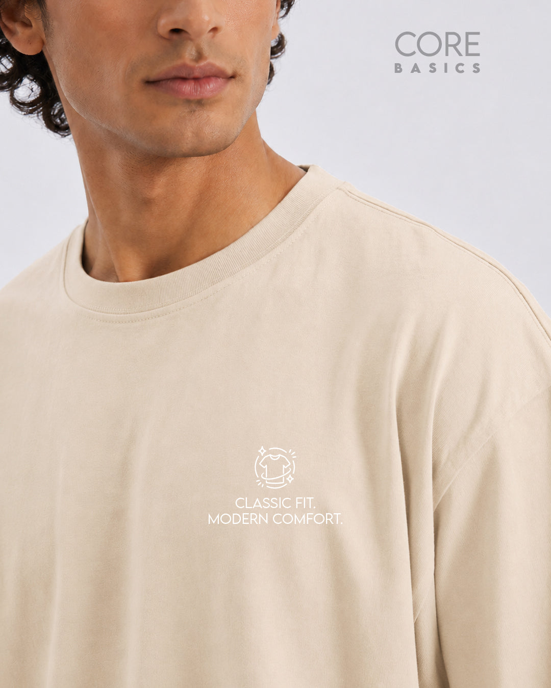 Core Basics Oversized Fit T-Shirt | Essential | Beige | WTS01HSSL1313W