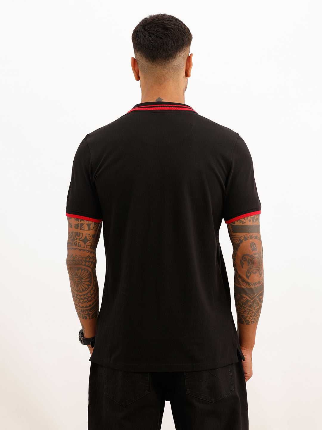 Regular Fit Tipping Collar Polo T-Shirt | Black