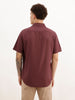 Slim Fit Viscose Bamboo Half Sleeve Shirt | Wine | WSH02HSSL0002S